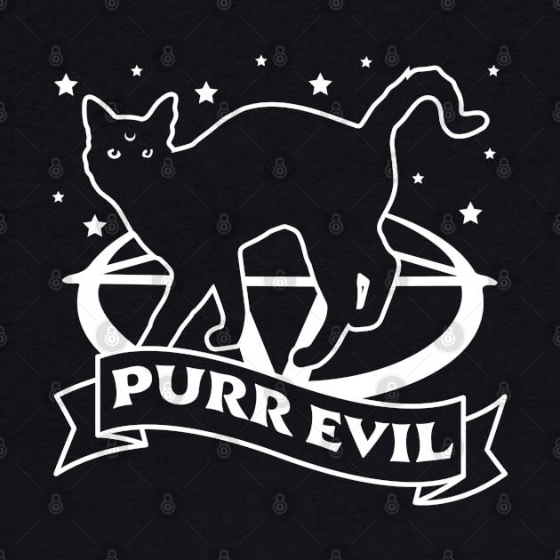 Purr Evil Cat - Funny Goth Halloween Black Cat Lover by OrangeMonkeyArt